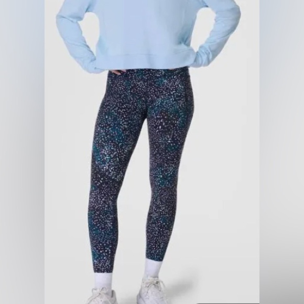 SWEATY BETTY Sz XL Power Splatter Bubble Pattern High Rise 7/8 Leggings